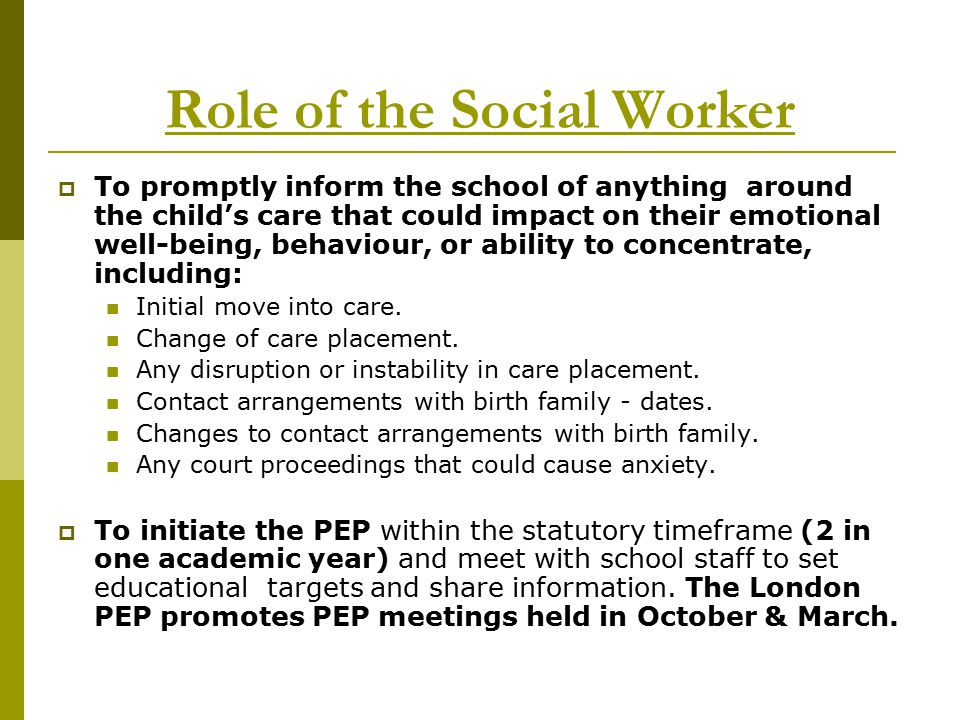 The job role of a social worker
